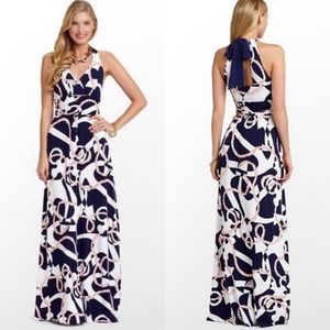 Lilly Pulitzer Amanda Booze Cruise Maxi Dress Navy Blue